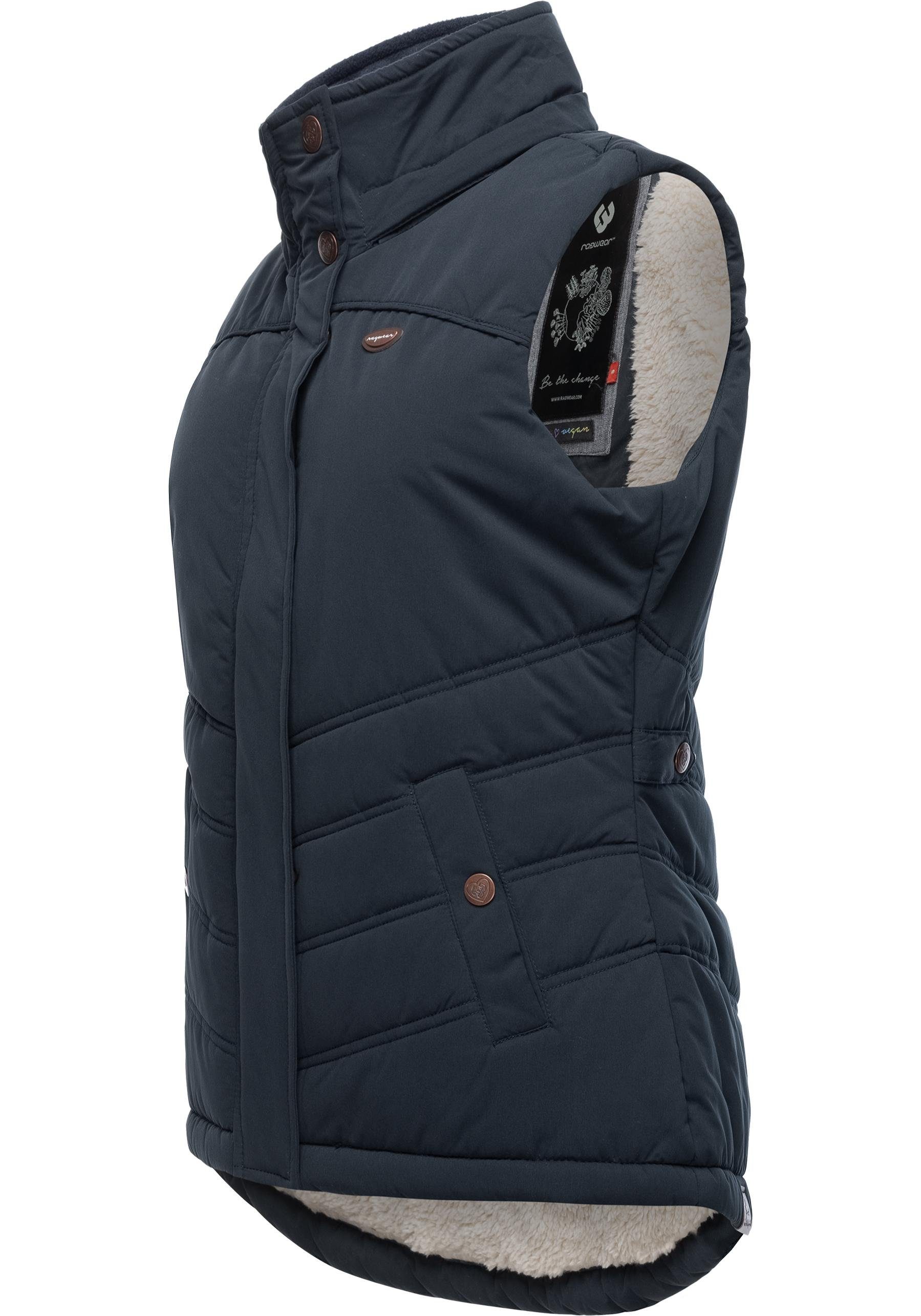 Ragwear Steppweste Hesty stylische Outdoor-Weste mit abnehmbarer Kapuze
