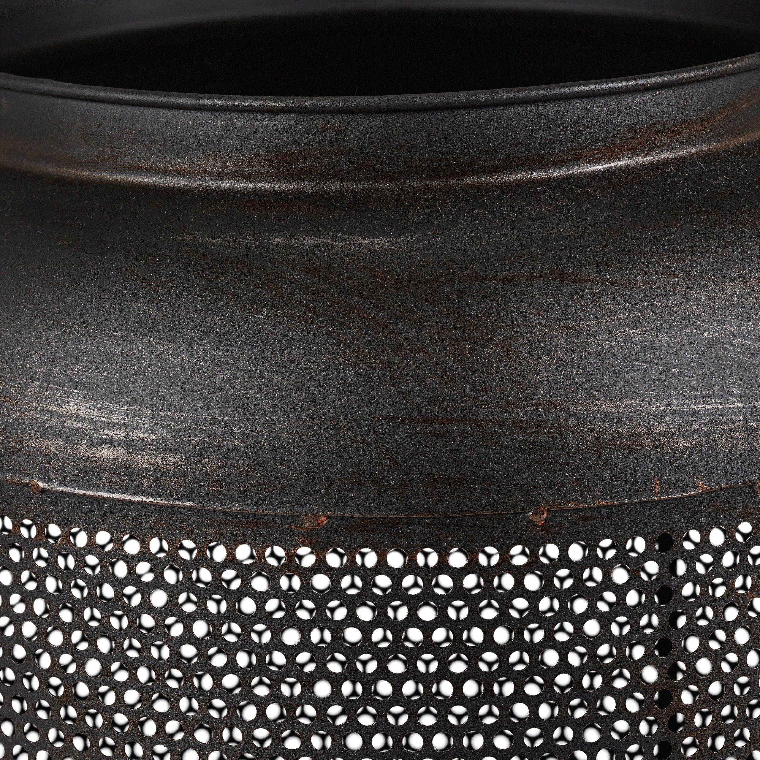 relaxdays Feuerkorb Feuerkorb Krug mit Mesh schwarz-bronze