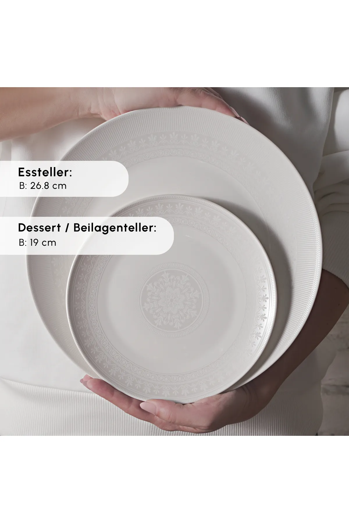 Karaca  Arte 56 Teile Neues Knochengeschirr für 12 Personen, New Bone, Servierplatten, Speiseteller
