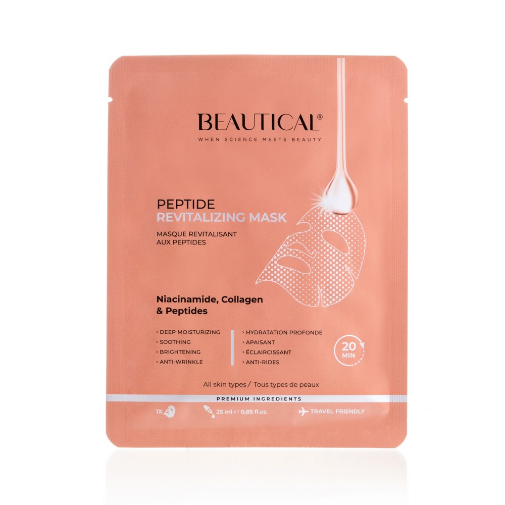 beautical Masque Revitalisant aux Peptides Masque en tissu imprégné avec 25ml sérum