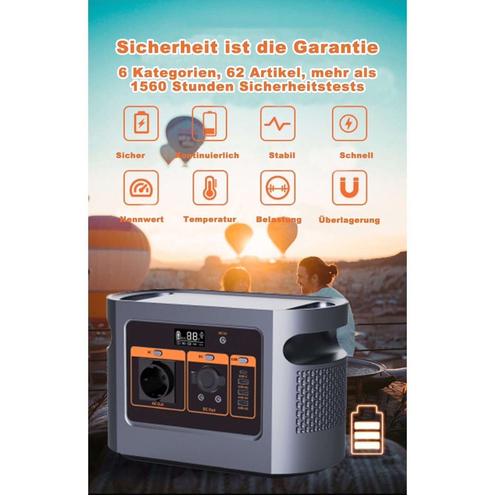 Fine Life Pro Stromerzeuger Power Station 1008Wh/500Wh, 1,20 in kW, (Verpackung, 1-tlg., QE05-1200W/500W), Kann 2500 Mal recycelt werden,Solar Generator
