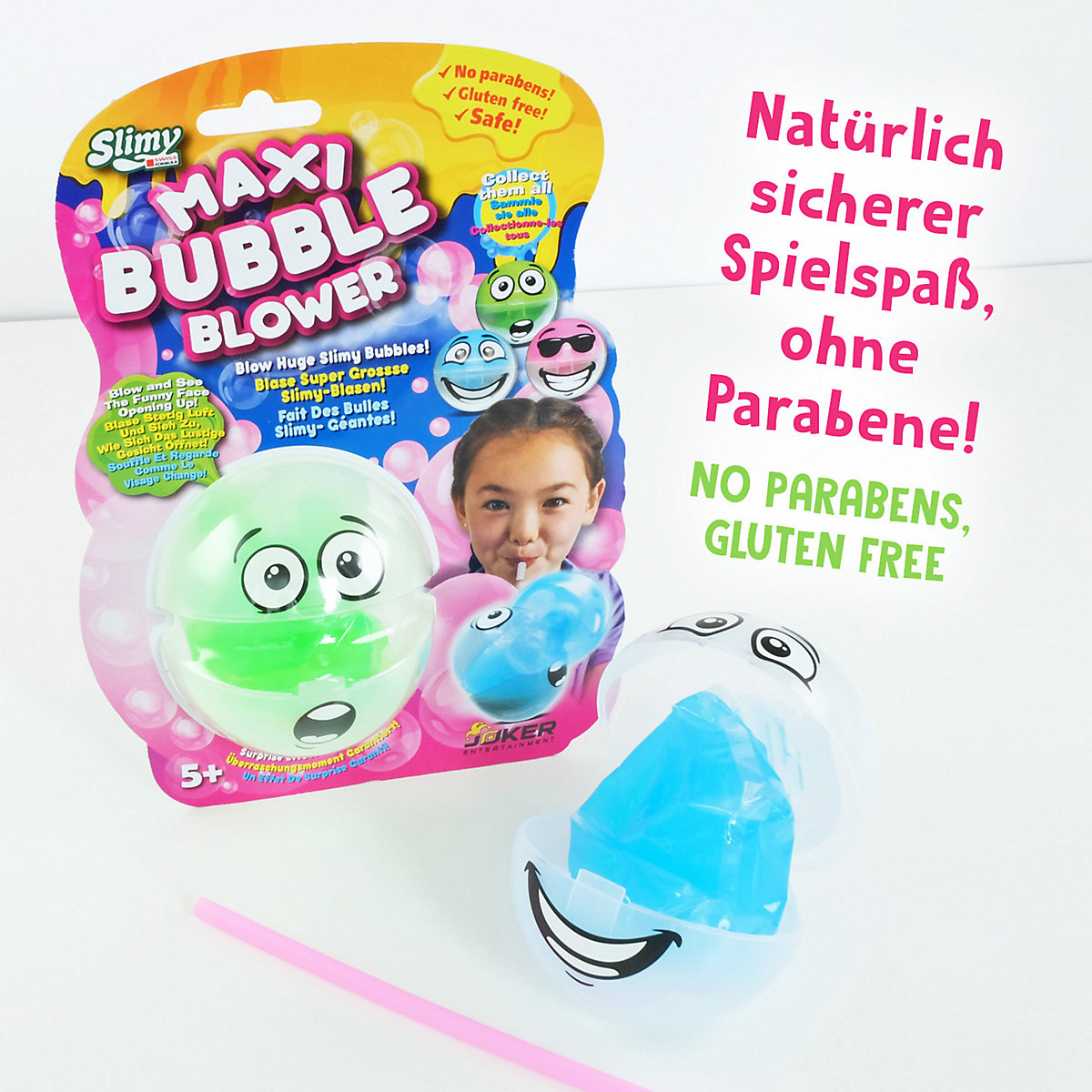 SLIMY® Maxi Bubble mit Bubble-Blower - für supergroße Schleim-Blasen aus extrem dehnbarem Slime, Spielmasse für Kinder