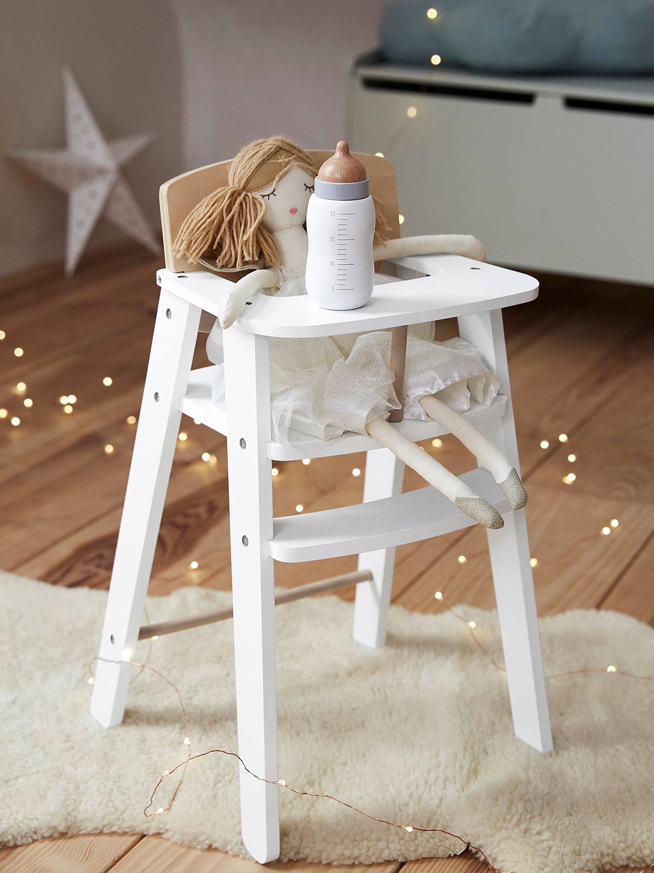 Chaise haute poupon en bois FSC® blanc