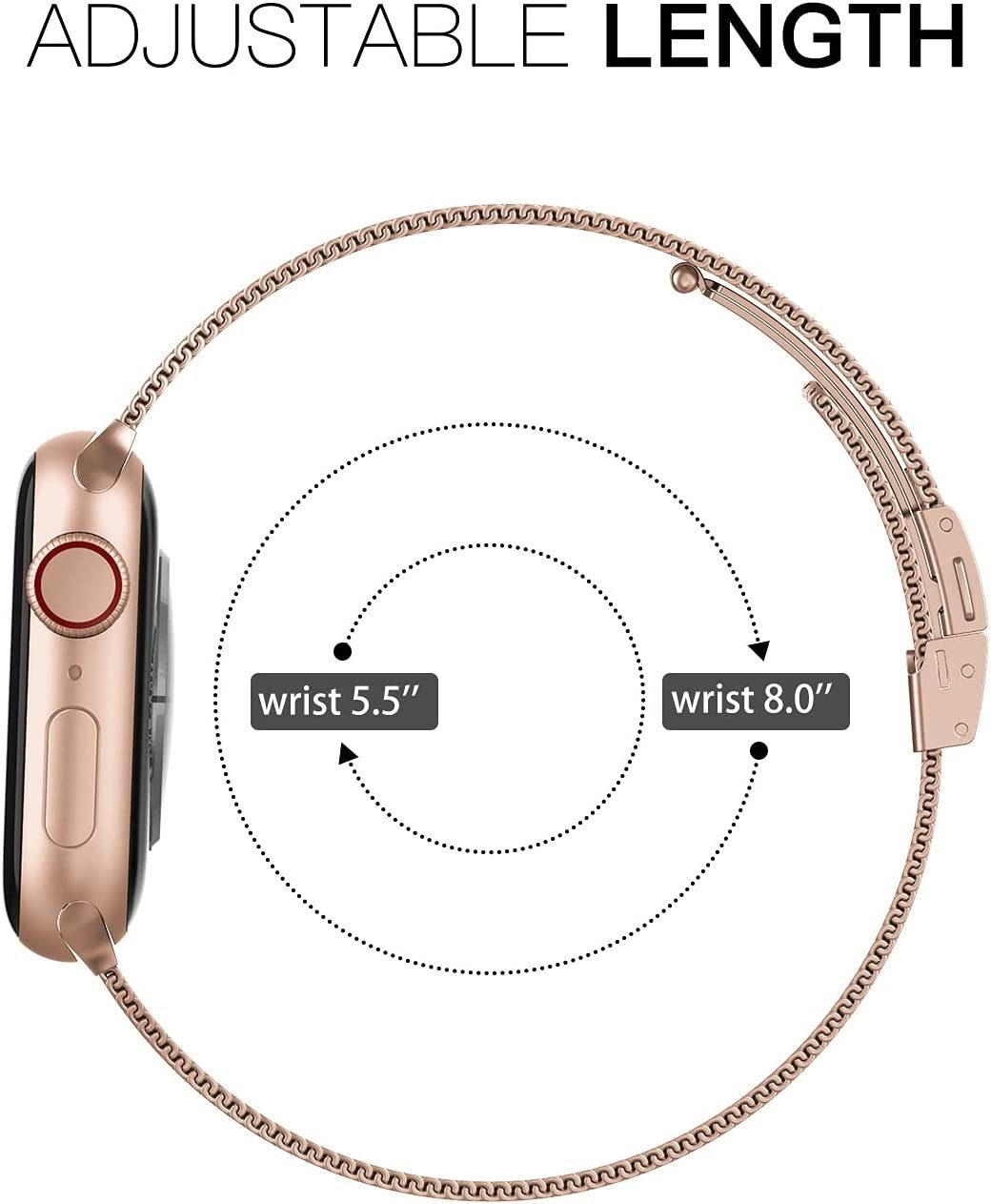 edimens Smartwatch-Armband für Apple Watch 38/40/41mm Edelstahl Metallarmband, Schlank, mode, für Damen