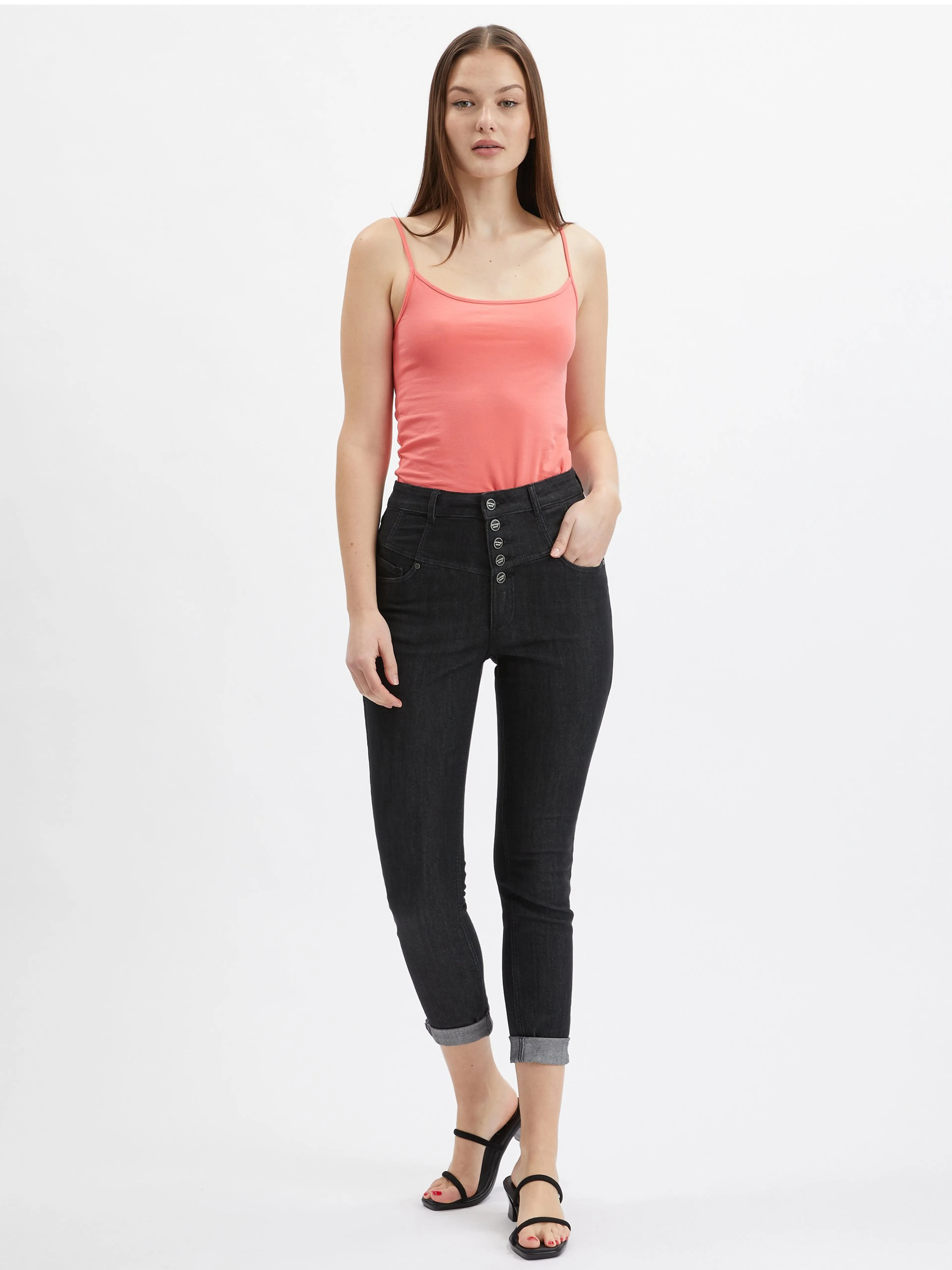 Korallfarbenes Damen-Basic-Tank-Top ORSAY