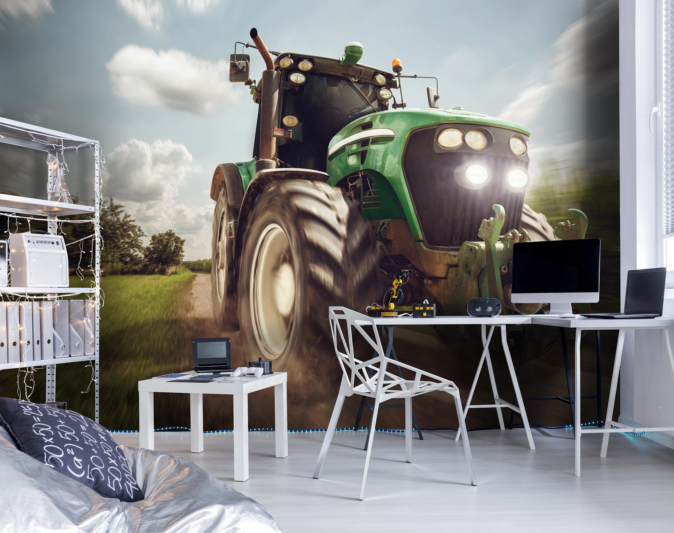 Wallarena Fototapete Kinderzimmer Jungen Traktor Feld Vlies Tapete Vliestapete, Glatt, Kinder, Vliestapete inklusive Kleister