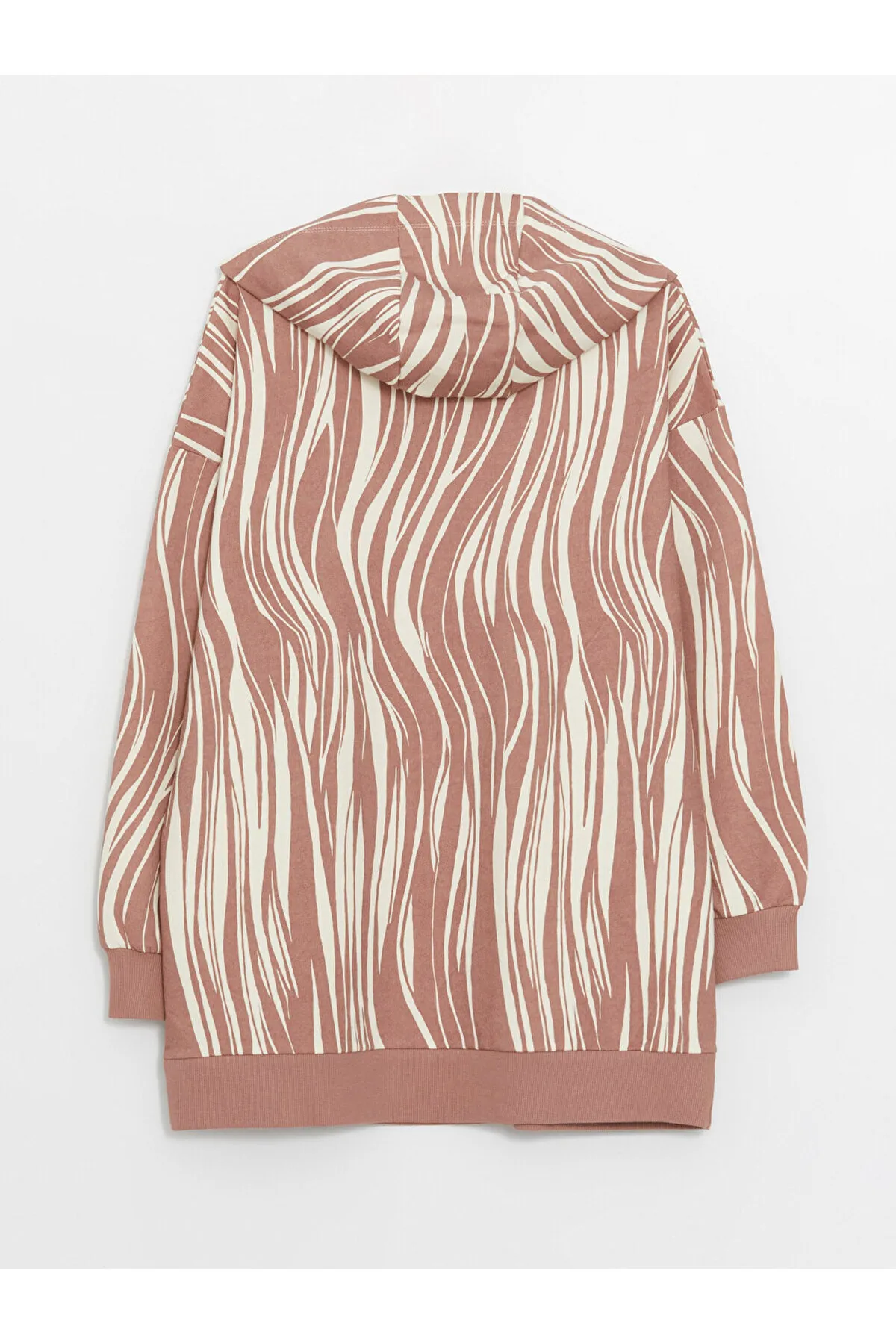 LC Waikiki  LCW Bescheidene gemusterte Langarm-Sweatshirt-Tunika für Damen mit Kapuze