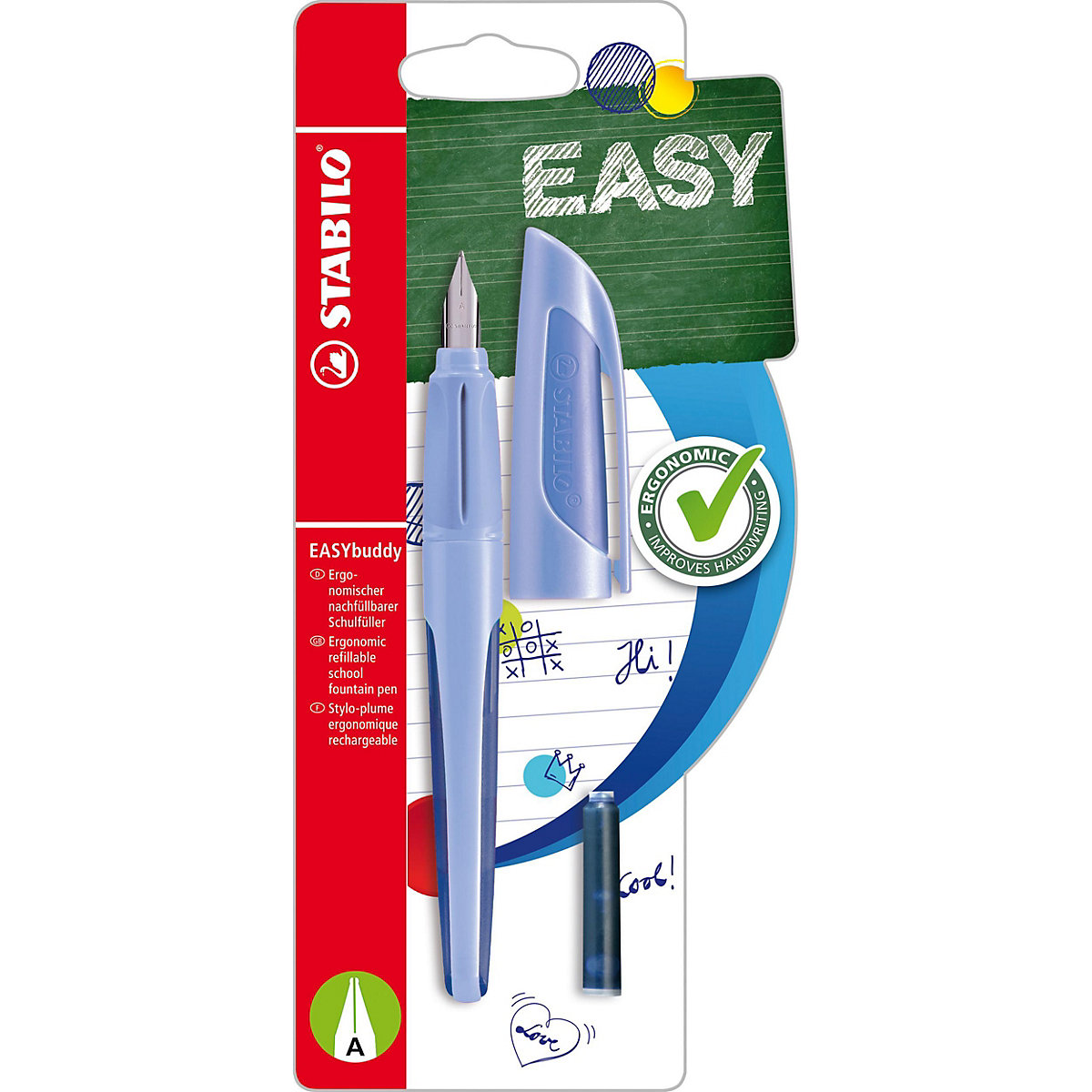 Schulfüller EASYbuddy A-Feder Pastel Wolkenblau, inkl. Patrone