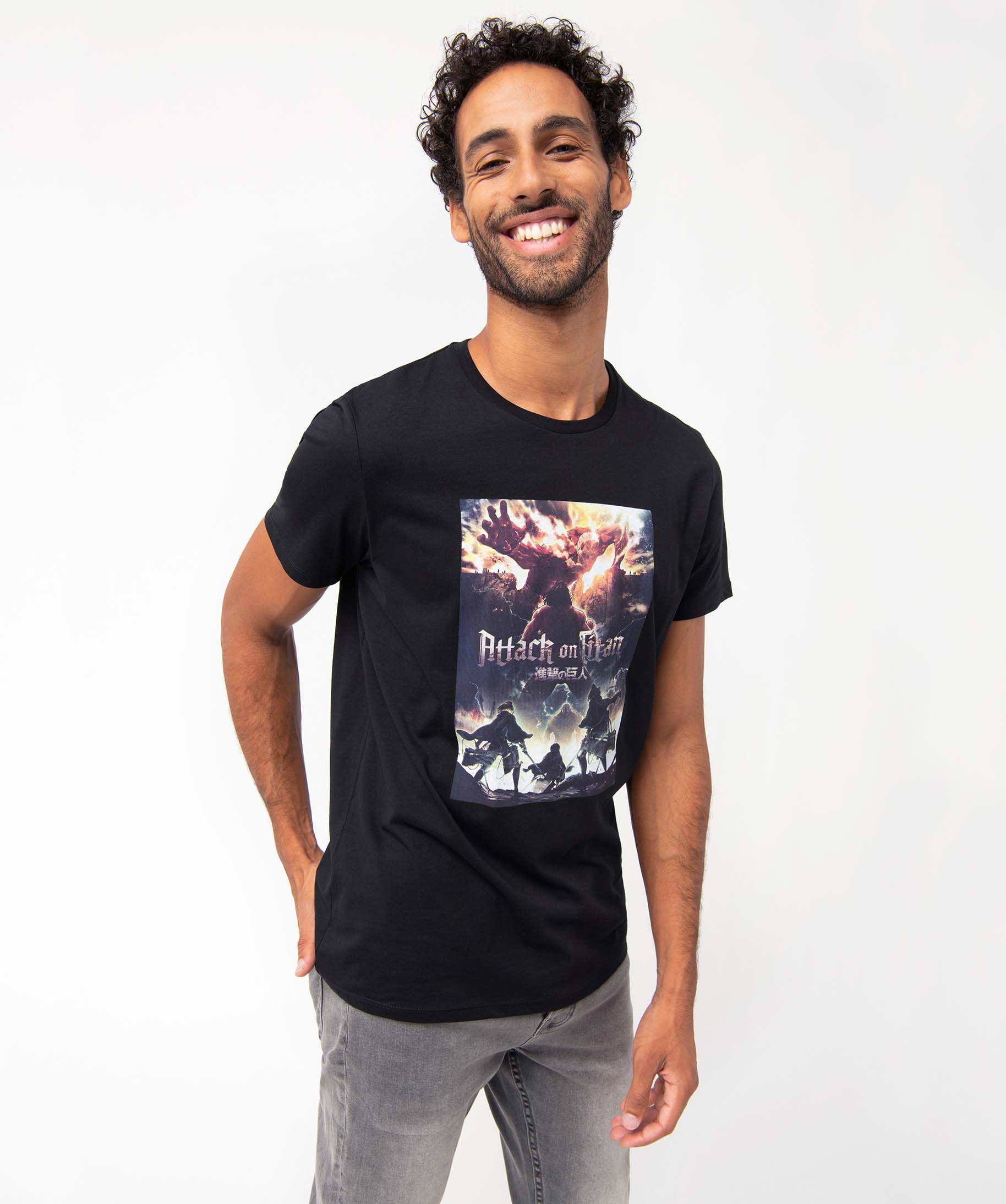 Tee-shirt homme avec motif buste - Attack on Titan noir | GEMO