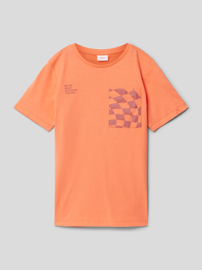 T-Shirt aus Baumwolle mit Statement-Print in orange
