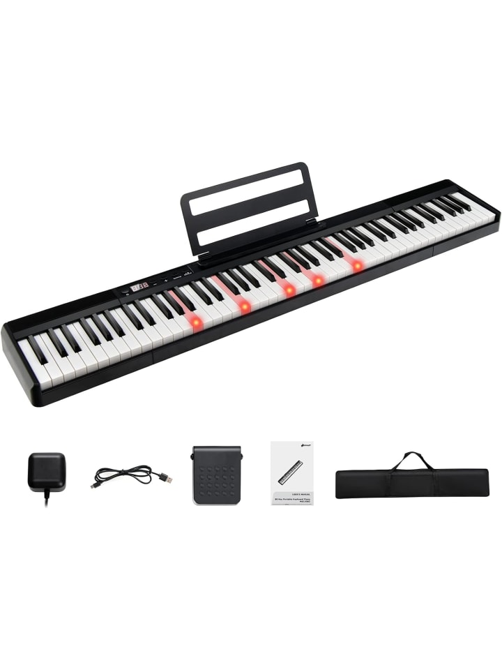 COSTWAY Elektroklavier 88 Tastatur in Weiß günstig kaufen 128 cm