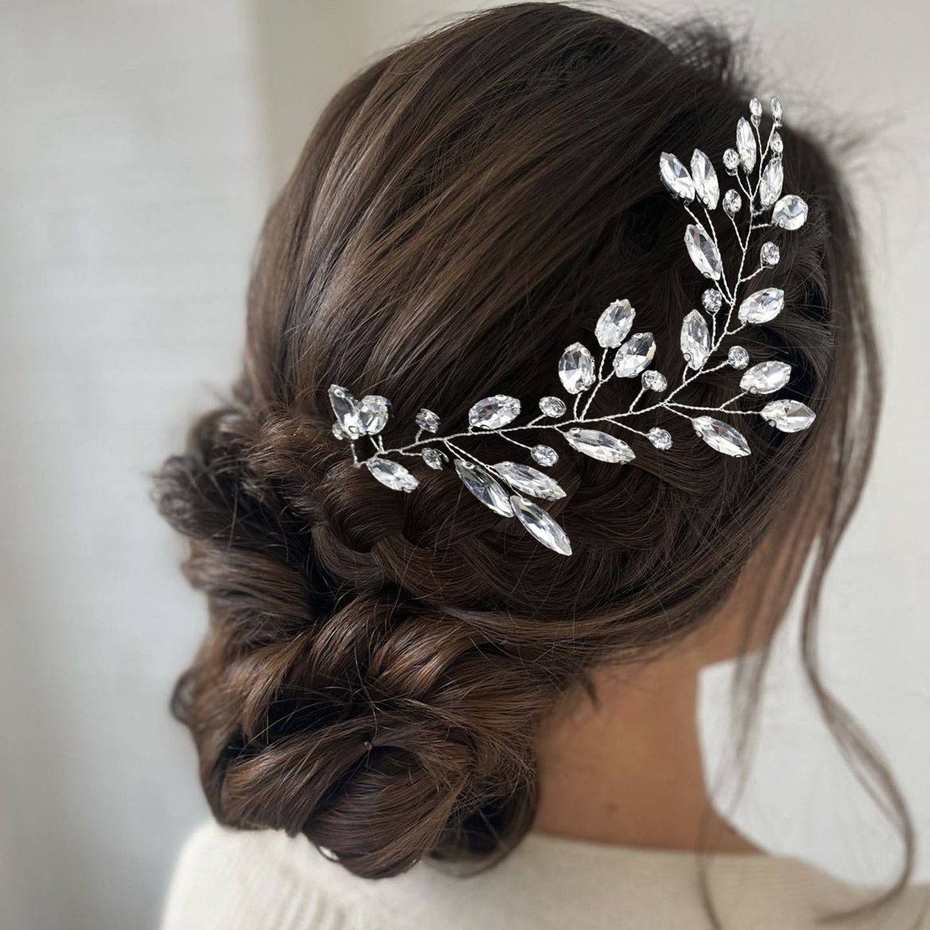 HOHEA H Haarband Kristall-Stirnband, Hochzeits-Haarschmuck, Braut-Haarschmuck, 1-tlg., Goldfarbener Haarschmuck für elegante Haaraccessoires für Damen, Haarschmuck aus goldenen Kristall-Haarranken, Blumen und Blättern