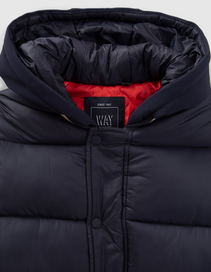Doudoune marine bi-matière esprit teddy garçon