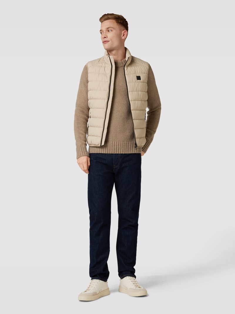 Steppweste mit Stehkragen in beige