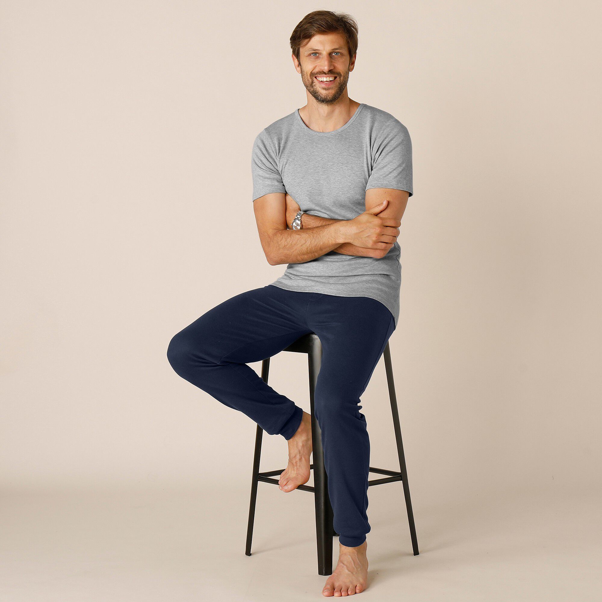 Tee-shirt sous-vêtement homme col rond manches courtes coton