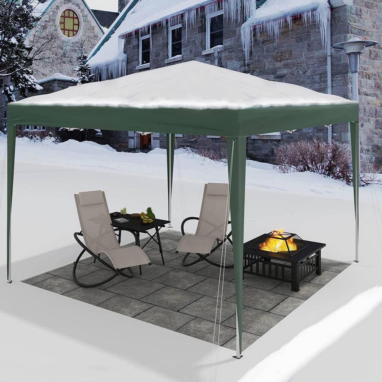 Woltu Faltpavillon, Pop-Up Pavillon aus Oxford Metallrahmen 3x3 m