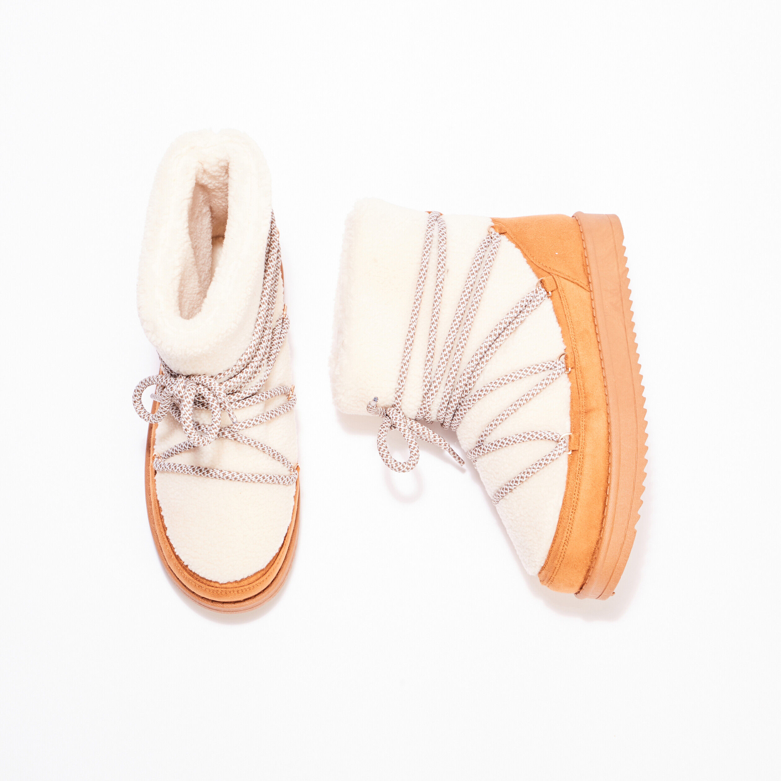 Bottines après-ski à lacets camel femme | Cache Cache