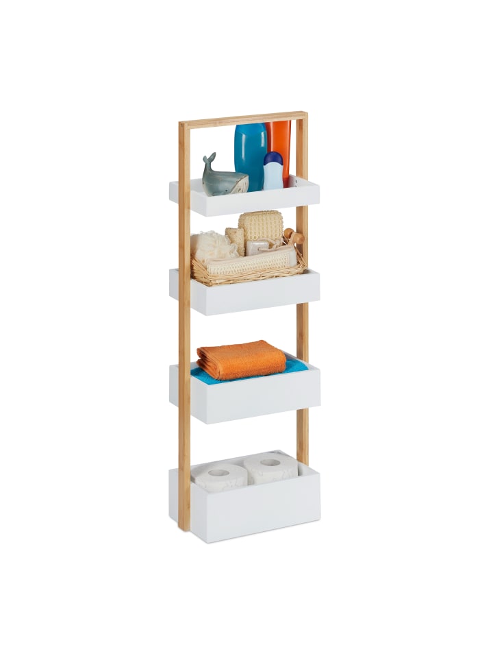 relaxdays Badregal in Weiß/Natur - (B)30 x (H)88 x (T)18 cm günstig kaufen onesize