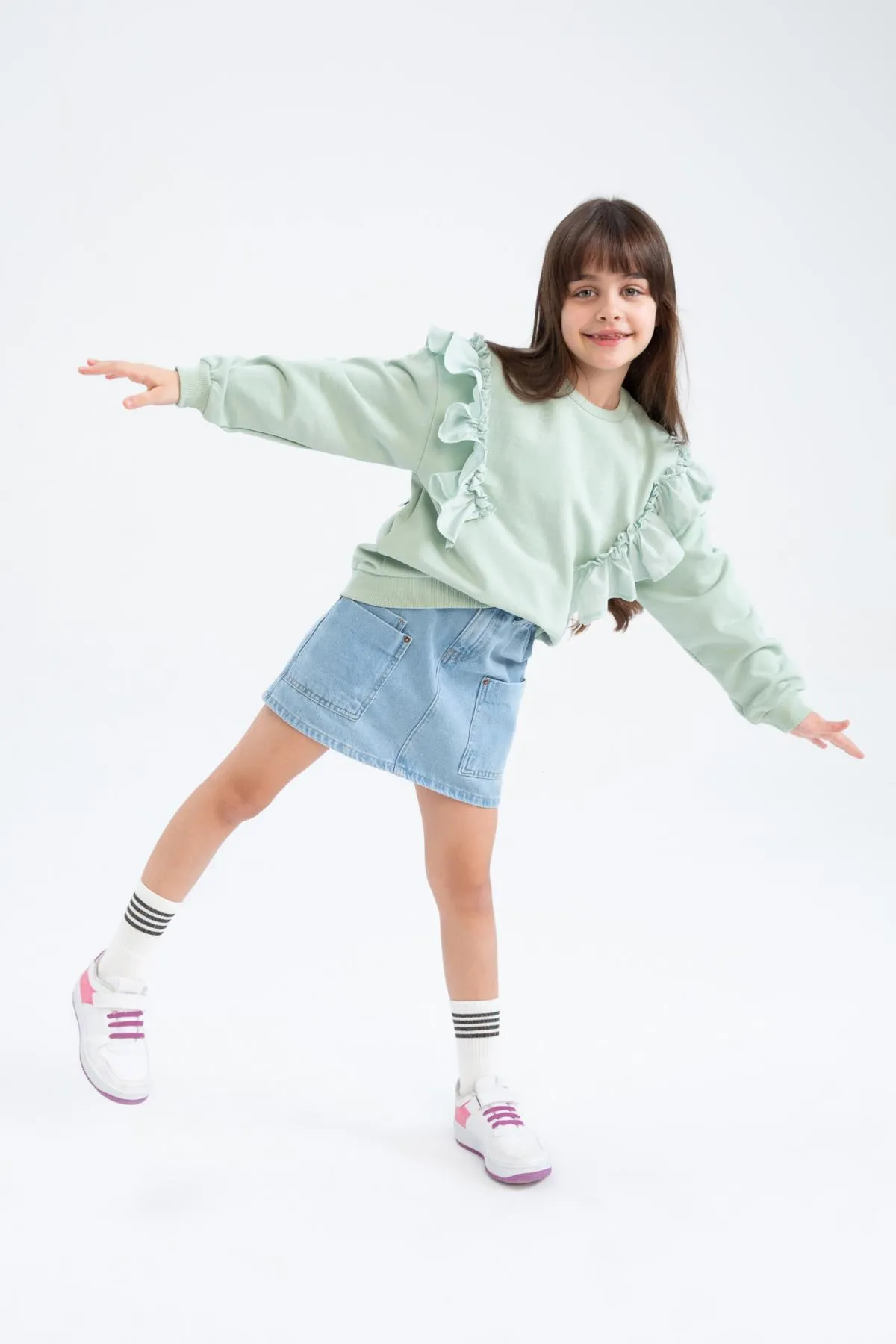 DeFacto  Weiches, flauschiges Mädchen-Sweatshirt mit Rundhalsausschnitt