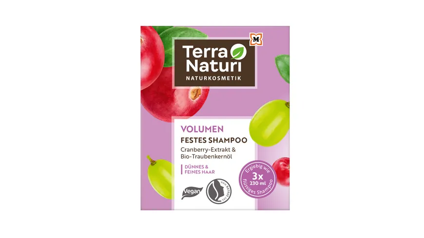 Terra Naturi Volumen Festes Shampoo Cranberry-Extrakt & Bio-Traubenkernöl 60 g