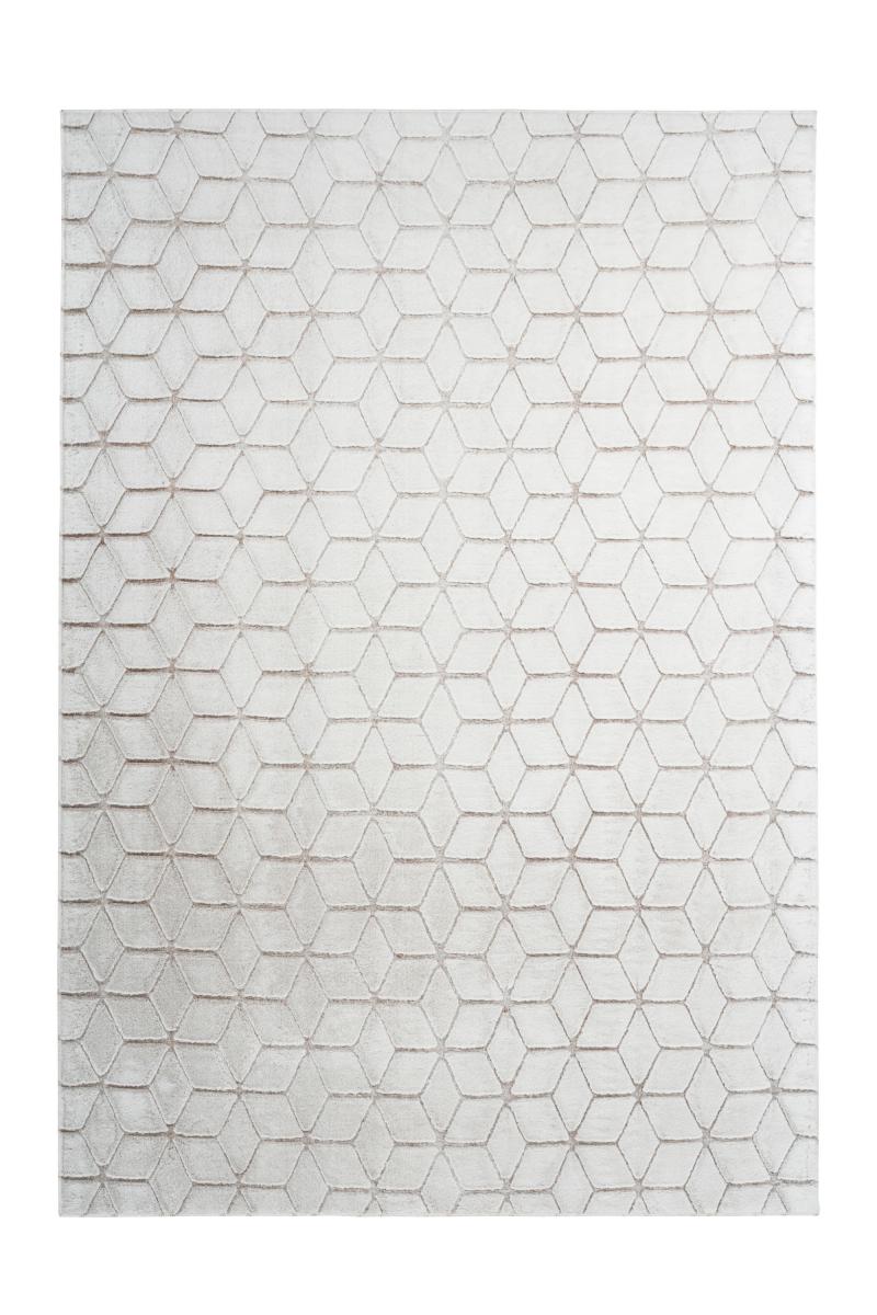 megusta 3D-Hochflorteppich Weiß / Taupe 120cm x 160cm