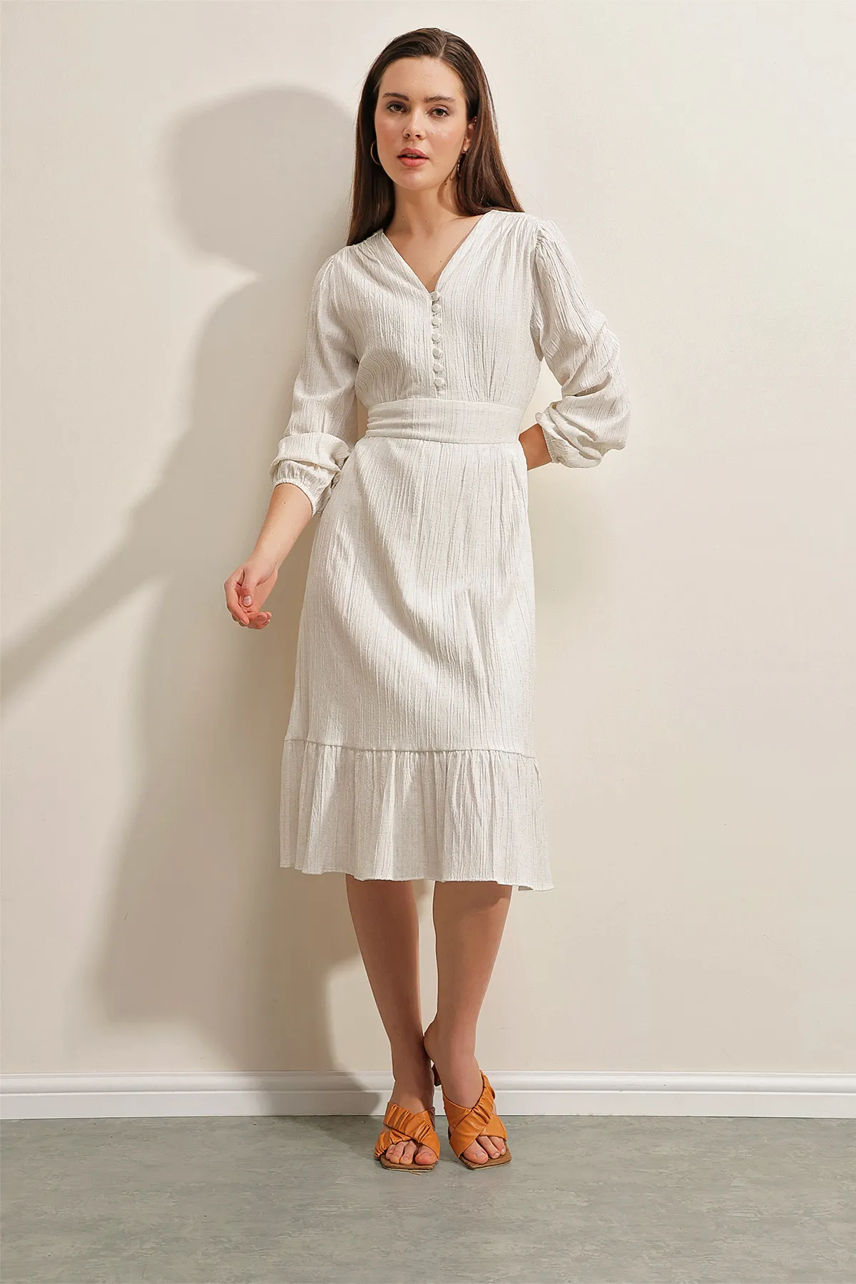Bigdart  2371 Volant-Webkleid – Weiß