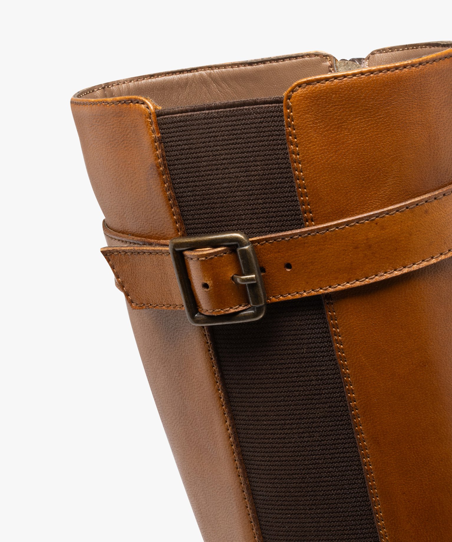 Bottes femme à talon plat en cuir uni et à zip - Taneo camel | GEMO