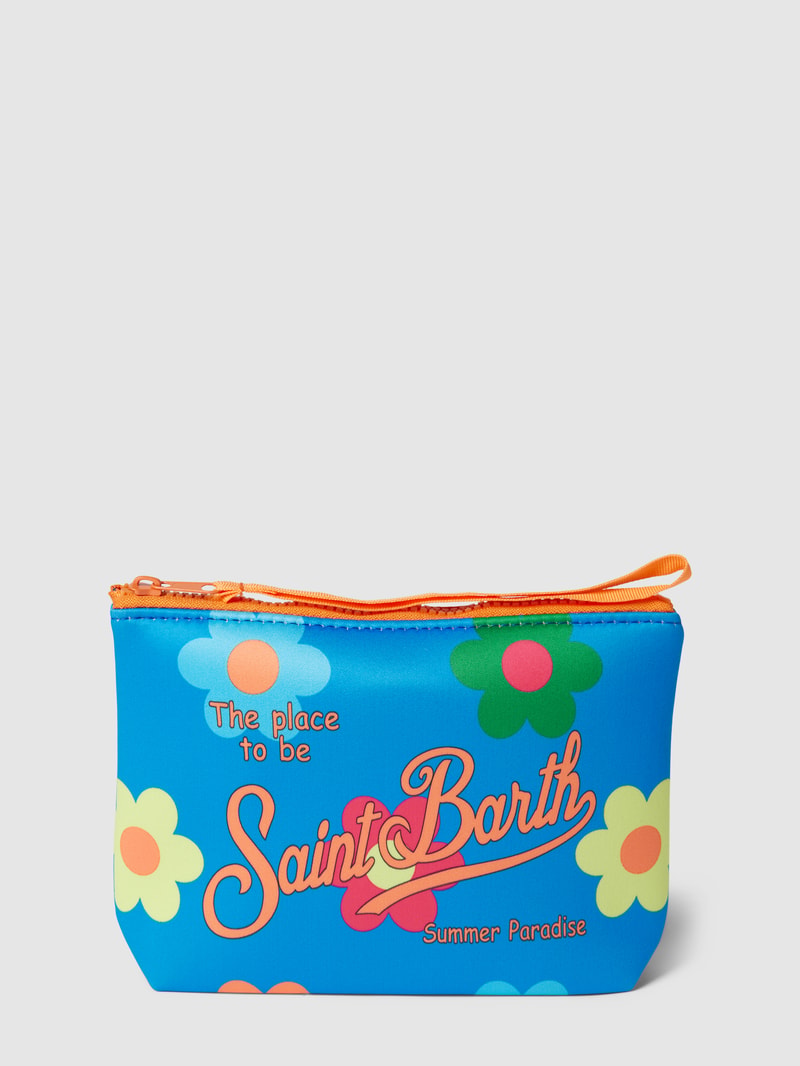 Kulturtasche mit Allover-Muster Modell 'ALINE SPONGE' in blau
