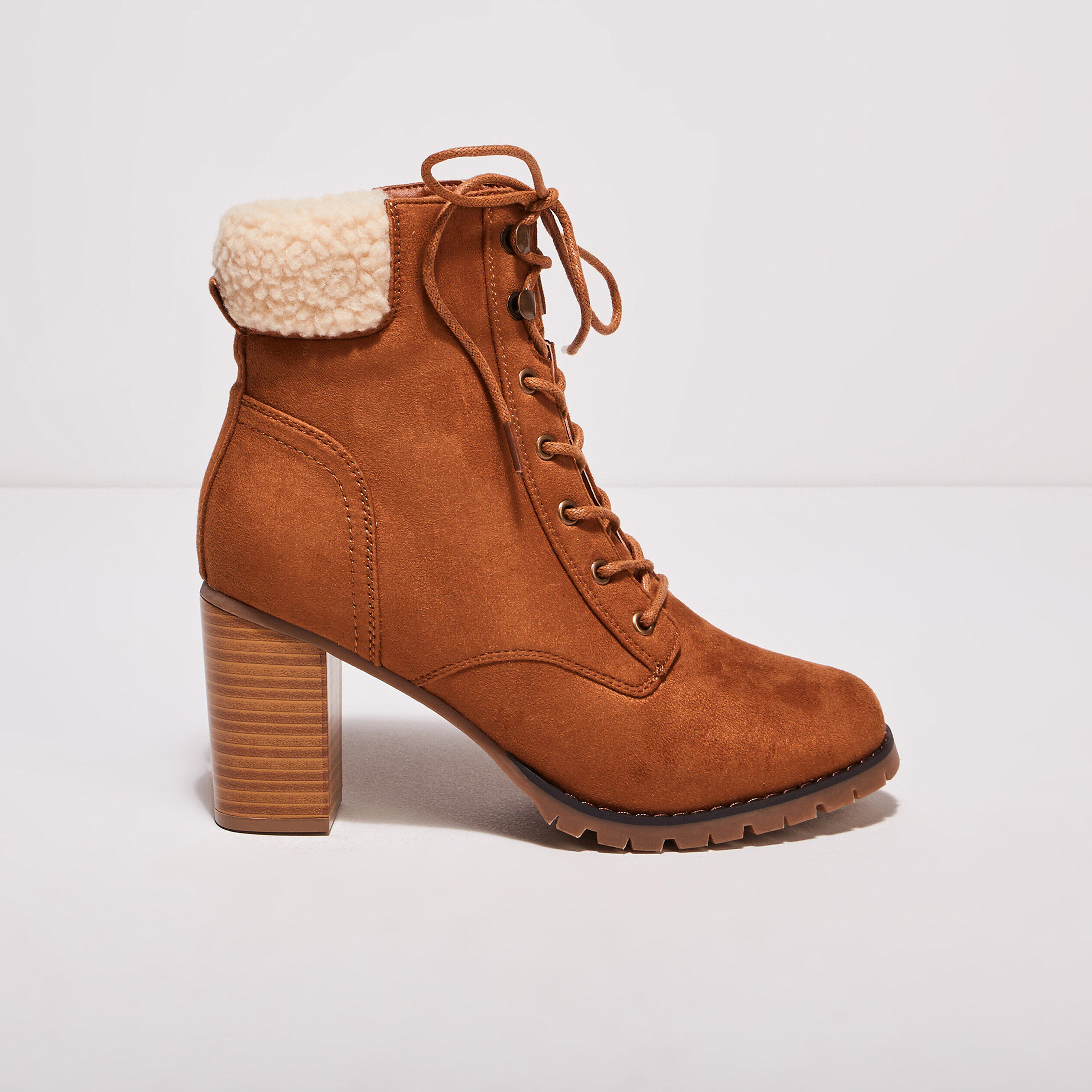 Bottines à talons et lacets marron femme | Cache Cache