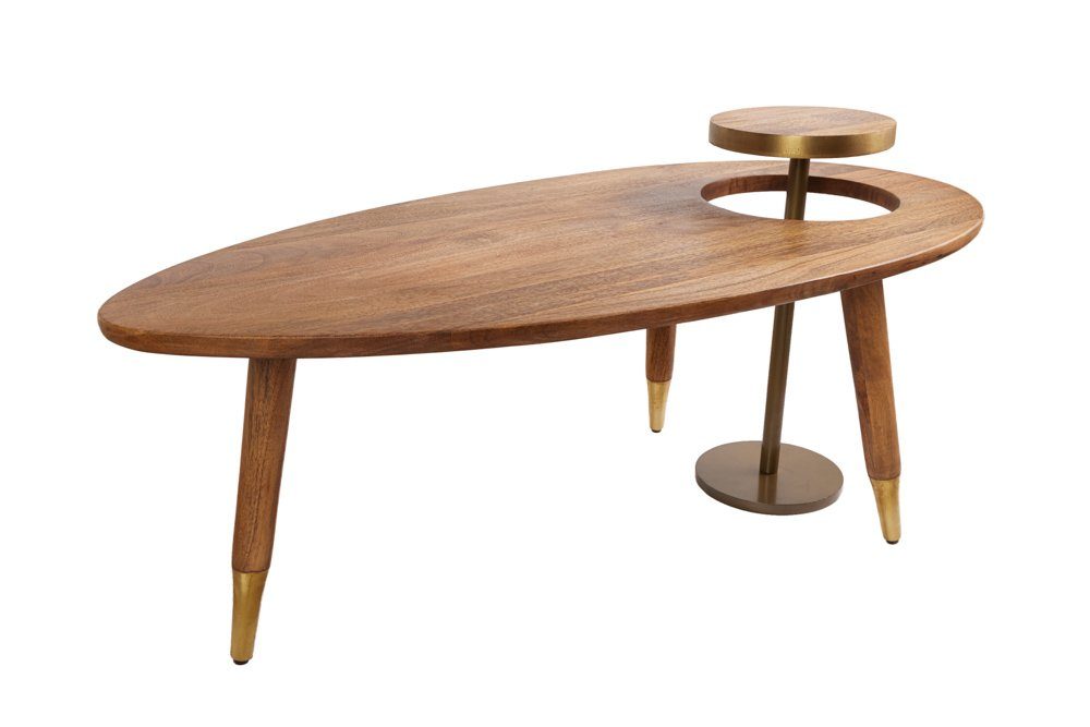 riess-ambiente Couchtisch GATSBY 110cm braun / gold (Set, 2-St), Wohnzimmer · oval · Massivholz · Metall · Beistelltisch · Retro Design