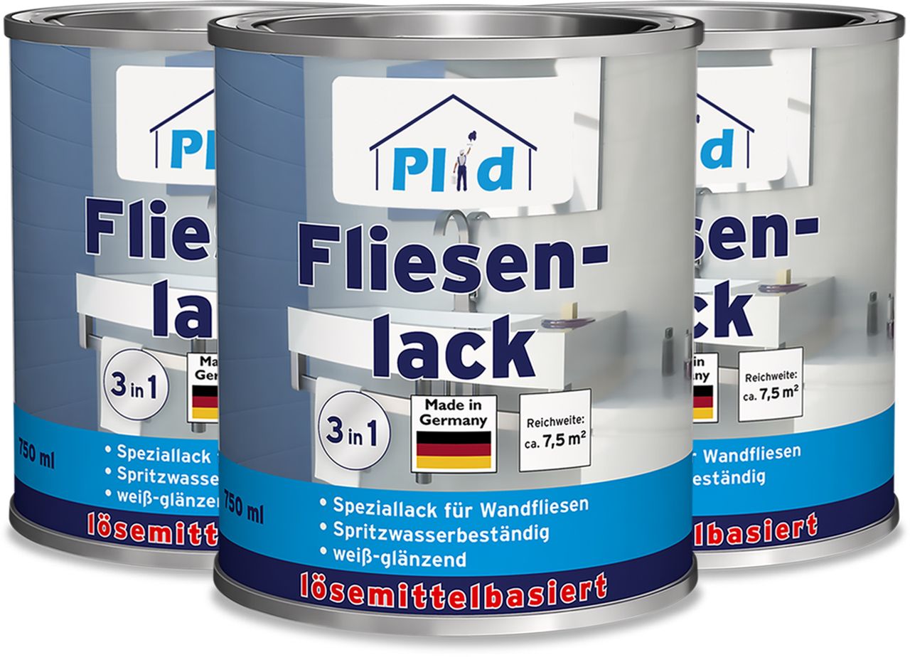 Plid Premium Fliesenlack Fliesen Lack  Fliesenfarbe Fliesen steichen Weiß -Glänzend