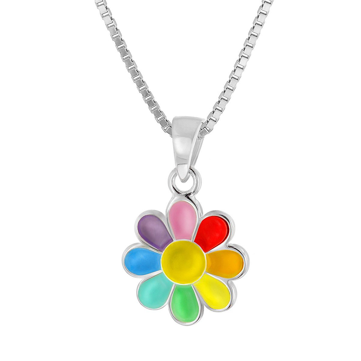 Mädchen-Halskette mit Blume Silber 925 Collier Halsketten