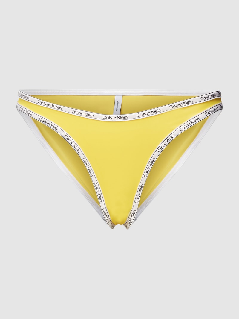 Bikini-String mit Label-Print Modell 'CHEEKY' in gelb