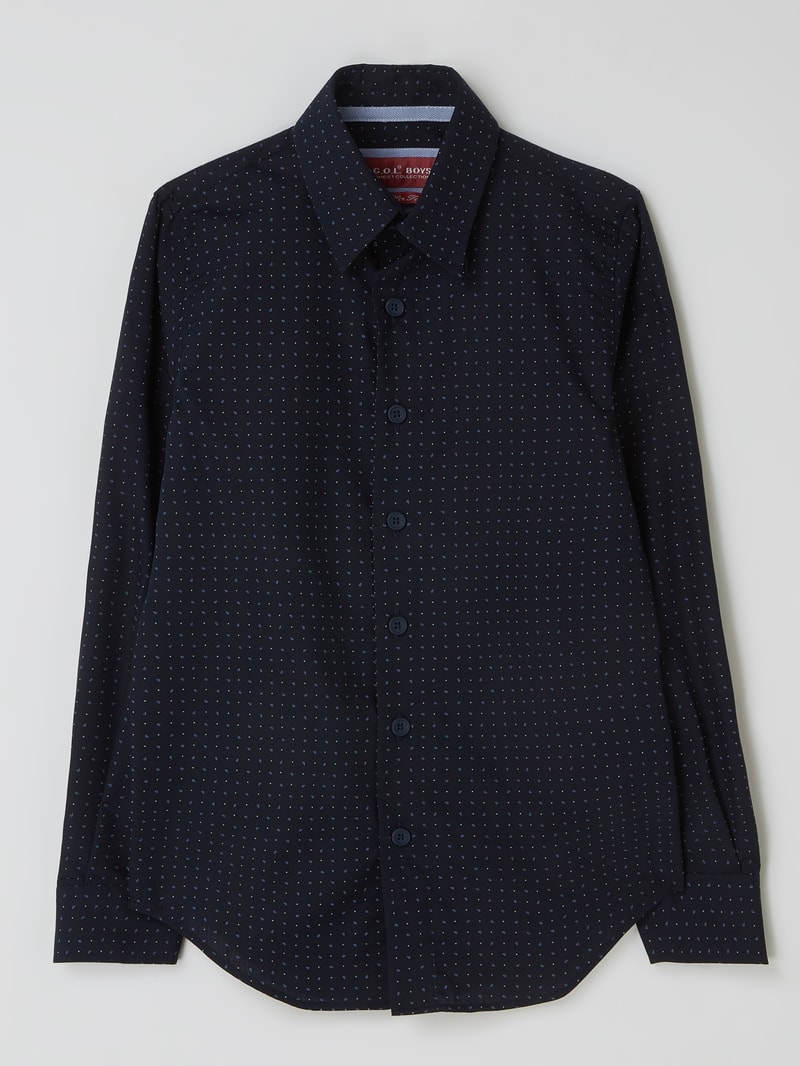 Slim Fit Hemd mit Baumwoll-Anteil in marineblau