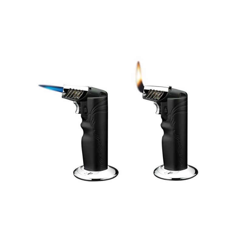 Siglo Oval Table Torch Feuerzeug Schwarz, Zigarettenanzünder.