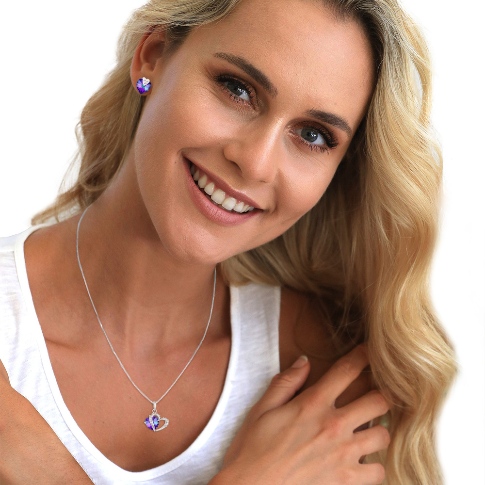 Elli Elli Ensemble de Bijoux Herz Kristalle 925 Silber Bijoux