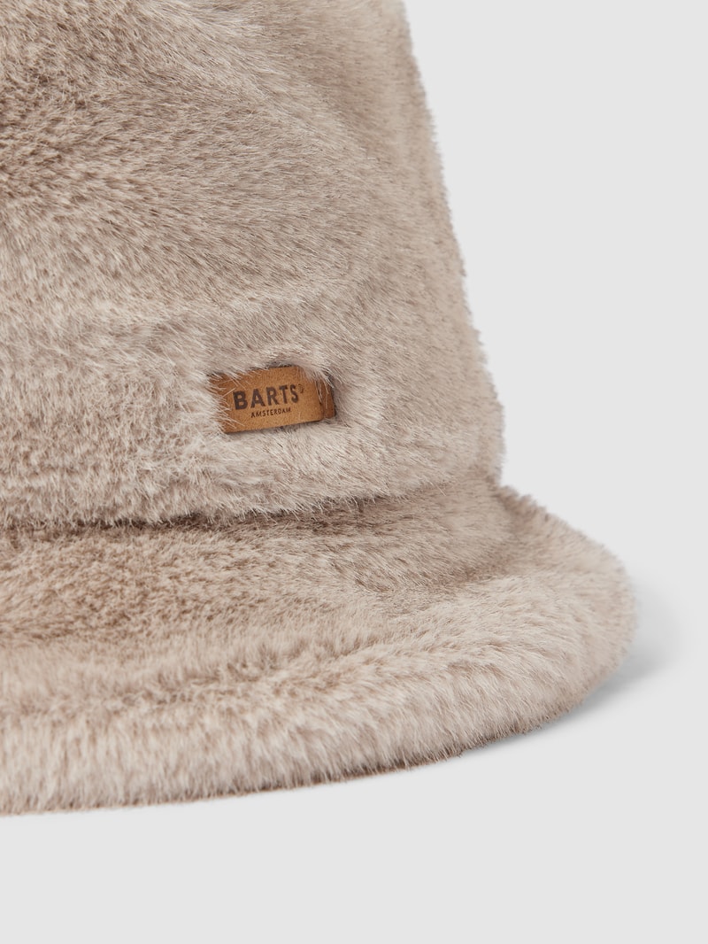 Bucket Hat mit Kunstfellbesatz Modell 'BRETIA' in hellgrau