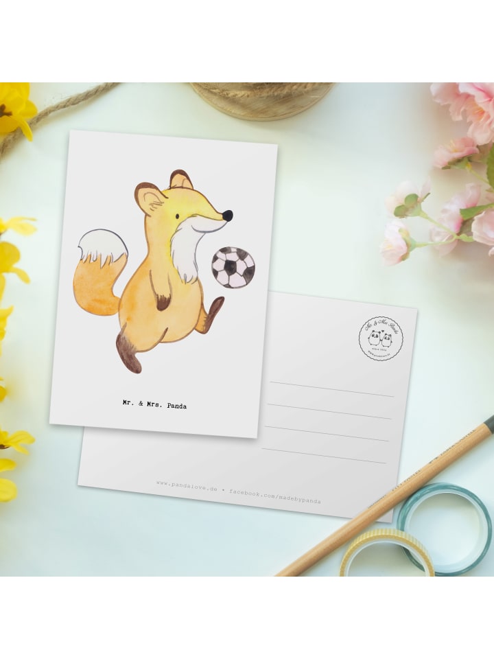Mr. & Mrs. Panda Postkarte Fußballer Herz ohne Spruch in Weiß günstig kaufen onesize