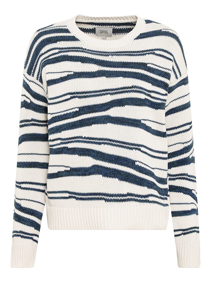 Camel Active Pullover in Weiß/ Dunkelblau günstig kaufen
