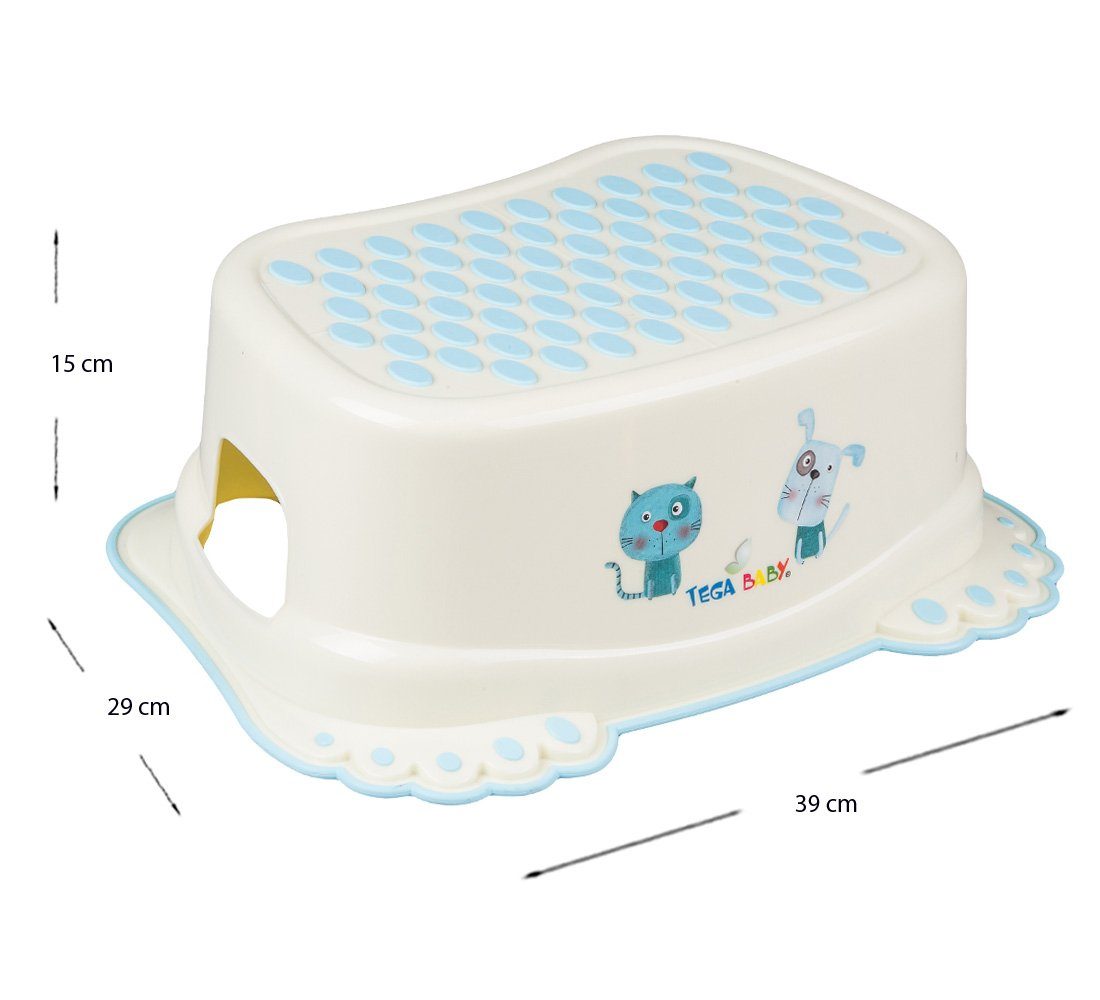 Tega-Baby Babybadewanne 5 TEILE Set DOG & CAT Gelb - Babybadeset Wanne 84 cm Pflege Baden, (Made in Europe Premium.set), ** Wanne + Badesitz +Topf + Wc Aufsatz + Hocker **