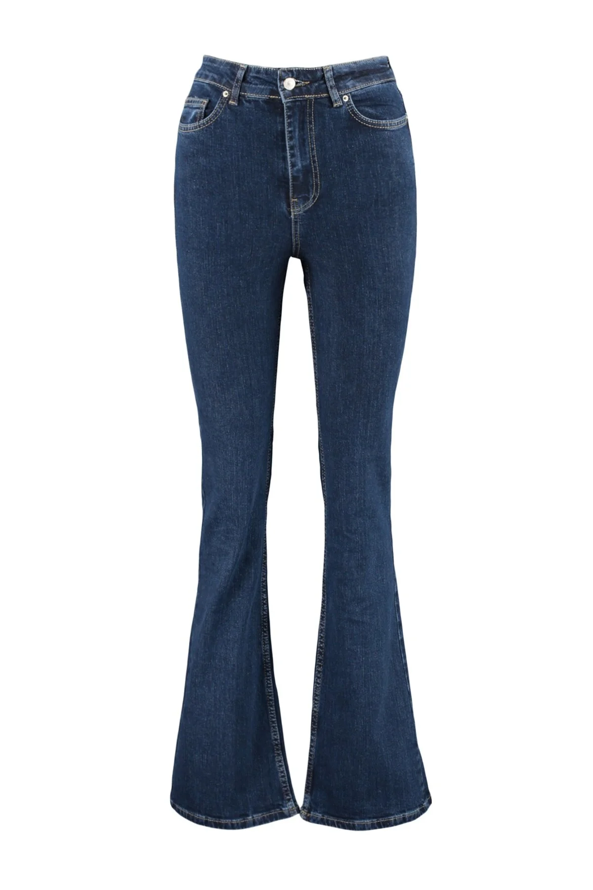 Trendyol Collection  Dunkelblaue Flare-Jeans mit superhoher Taille TWOSS23JE00064
