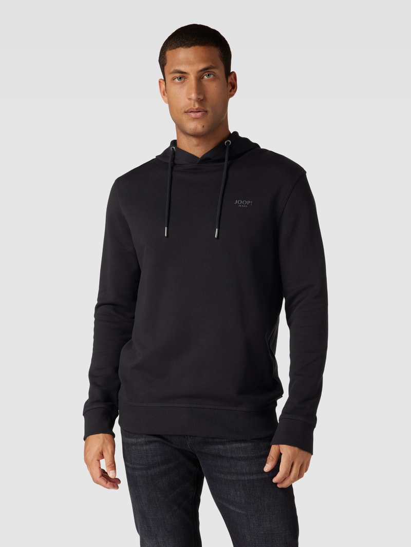 Hoodie mit Label-Print Modell 'Samuel' in schwarz