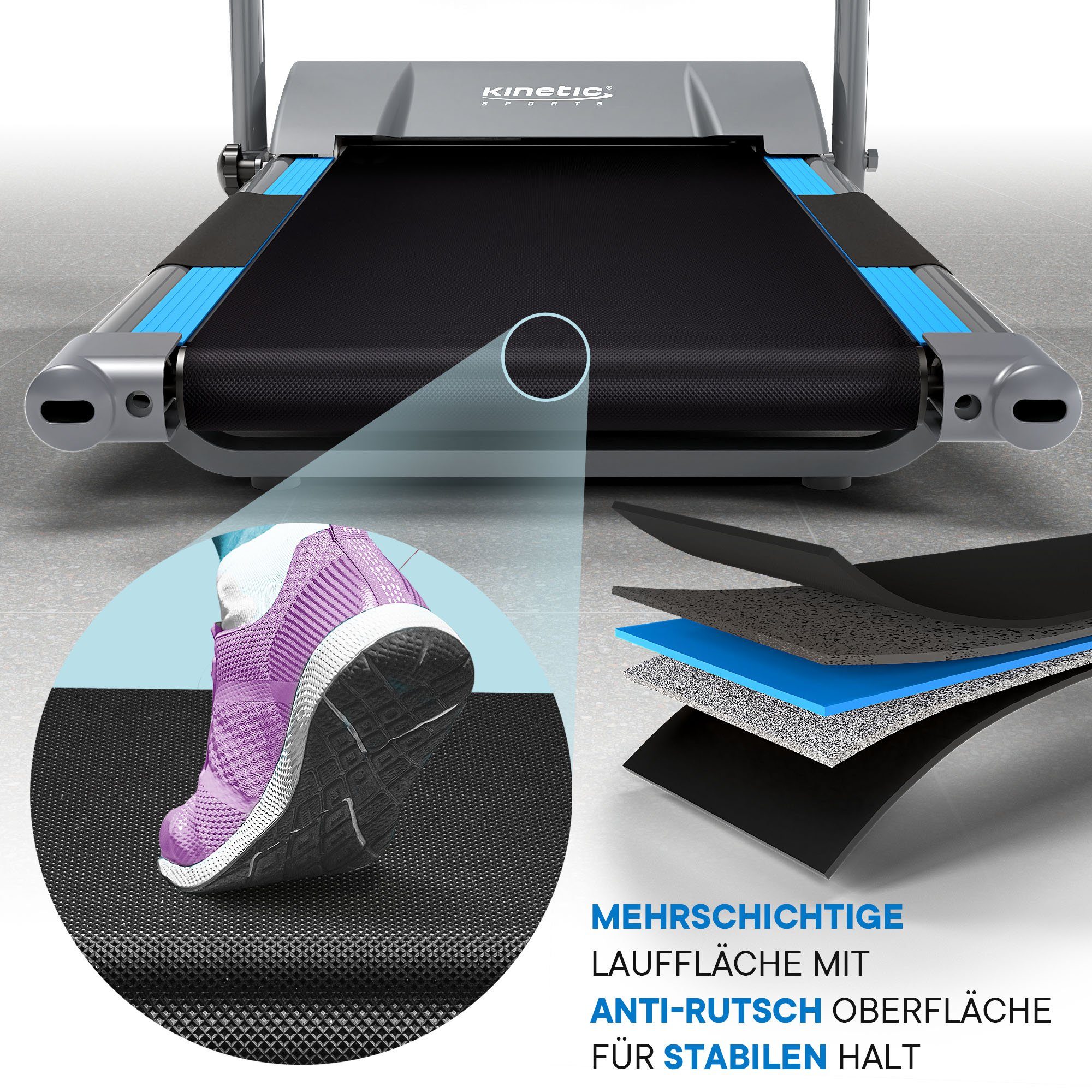 Kinetic Sports Laufband KST2500FX, klappbar, Konsole mit LCD-Display, 750 Watt Motor, bis 10 km/h