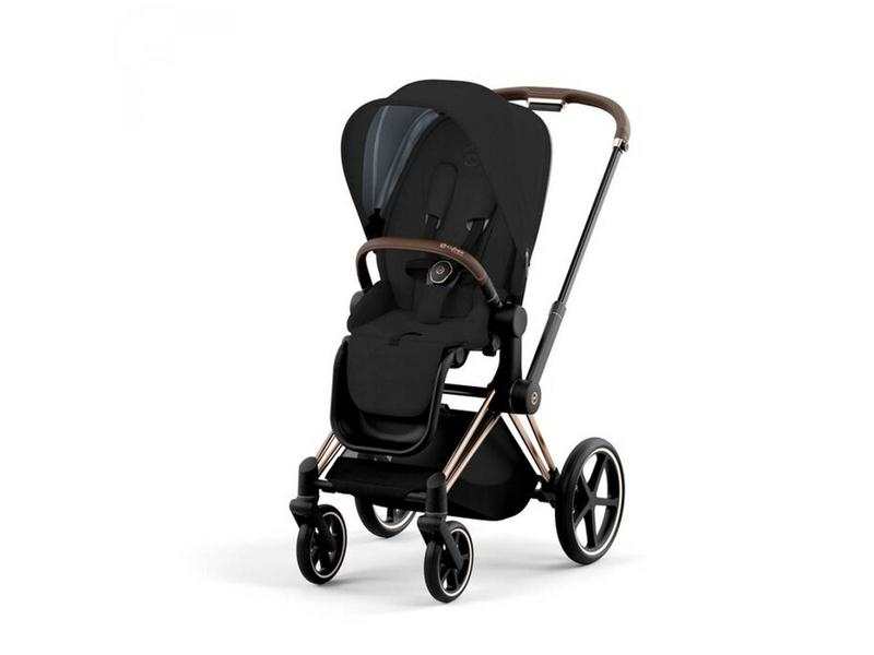 Poussette PRIAM 4 châssis Rose Gold habillage Stardust Black Plus (Tissu Premium)