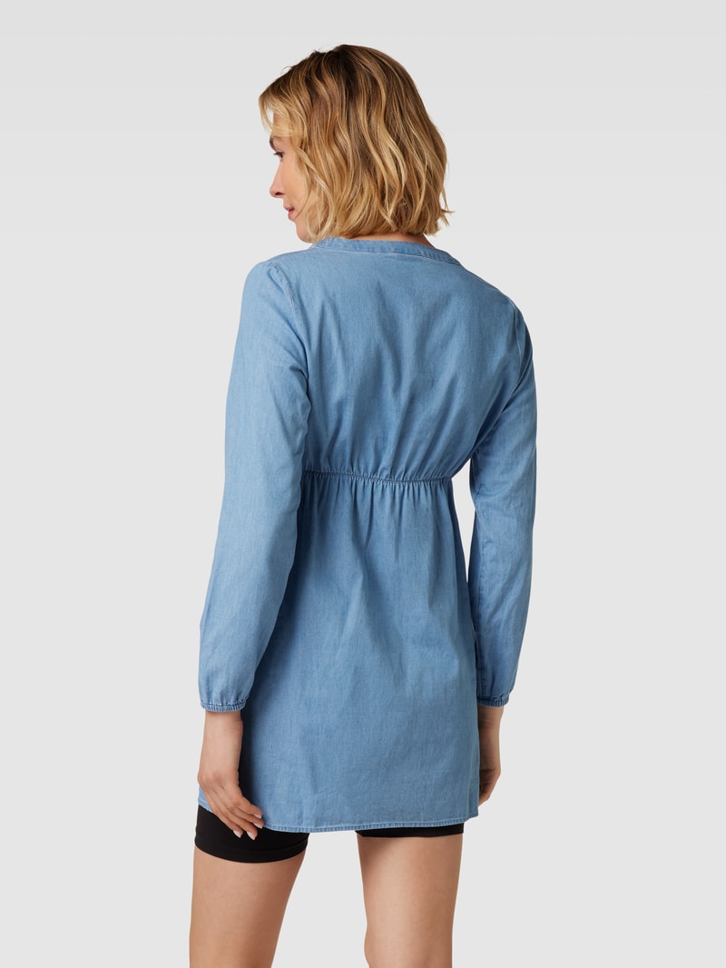 Umstands-Bluse aus Baumwolle mit Tunikakragen Modell 'Lia' in jeans