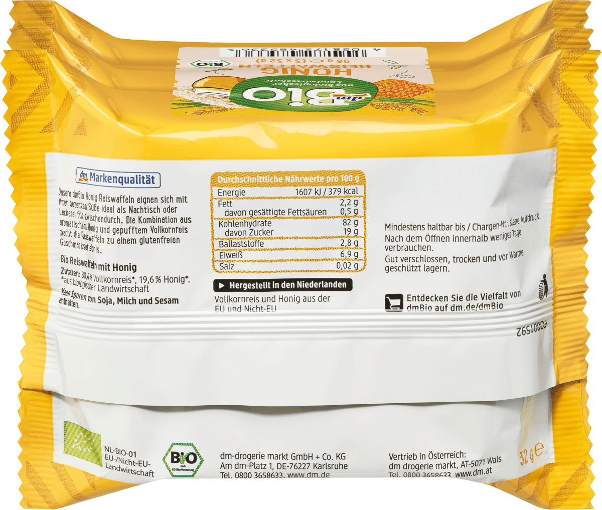 Reiswaffeln, Honig, glutenfrei, 96 g