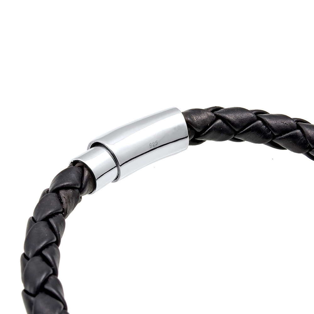 KUZZOI KUZZOI Bracelet Echtleder Magnet Basic Cool 925 Sterling Silber Bracelet