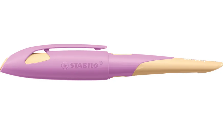 STABILO® EASYbirdy Füller für Rechtshänder in soft pink/apricot inklusive Patrone - Schreibfarbe blau (löschbar)
