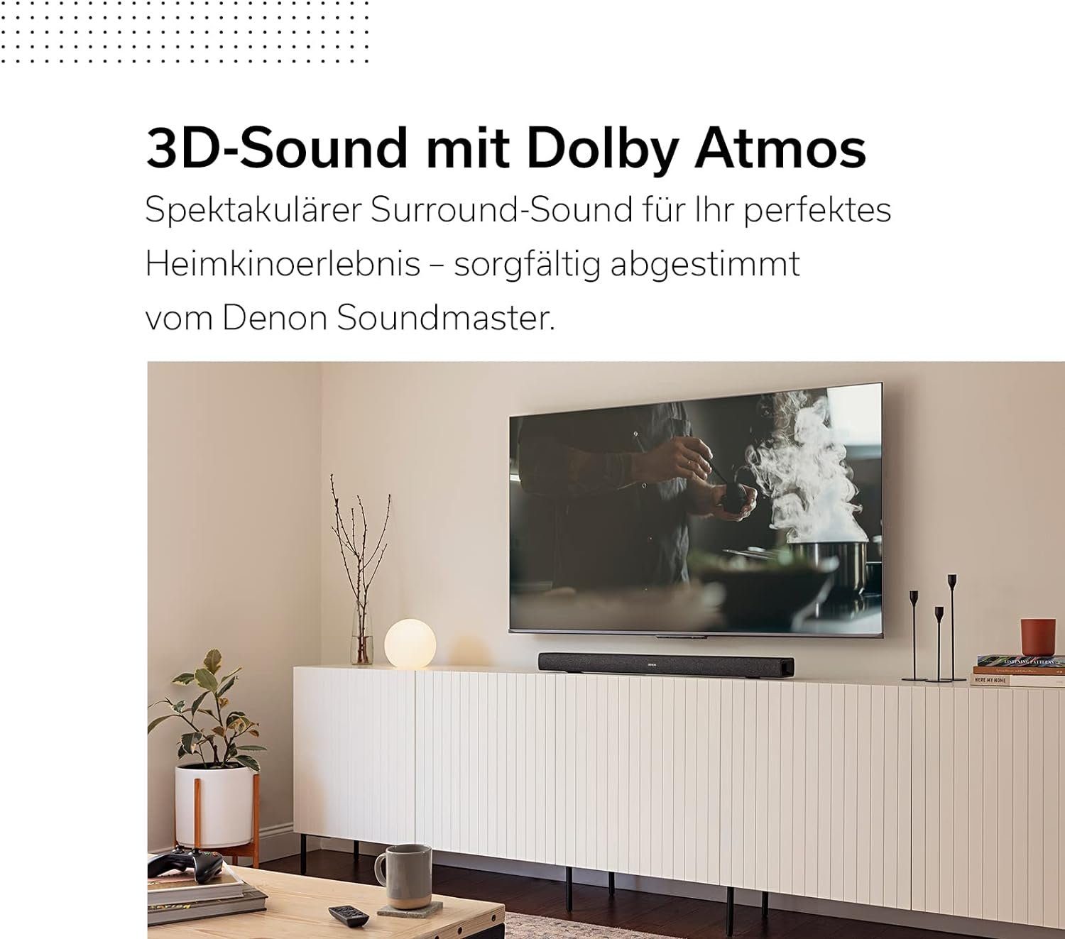 Denon DHT 2.1 TV Soundbar mit Subwoofer, Bluetooth, HMDI ARC, Dolby Atmos Stereo 2.1 Soundsystem (Bluetooth, Surround System, Heimkino, Lautsprecher, Heimkinosystem, Dolby)
