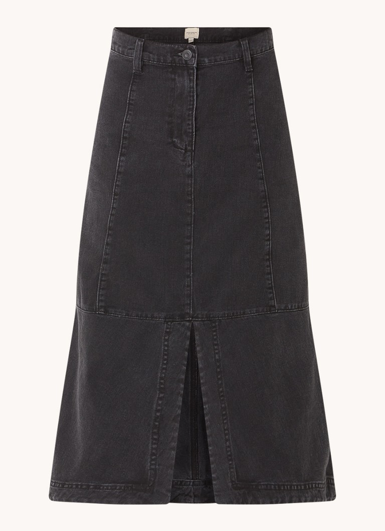 Fustă midi Denver din denim French Connection cu crăpătură
